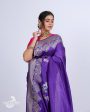 PURPLISH BLUE KADHWA MEENAKARI BORDER KATAN SILK BANARASI HANDLOOM SAREE Hot on Sale