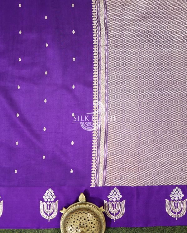 PURPLE KADHWA RAW MANGO SILK BANARASI HANDLOOM SAREE Cheap