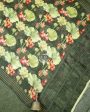 ARMY GREEN PRINTED LINEN BANARASI HANDLOOM SAREE Fashion