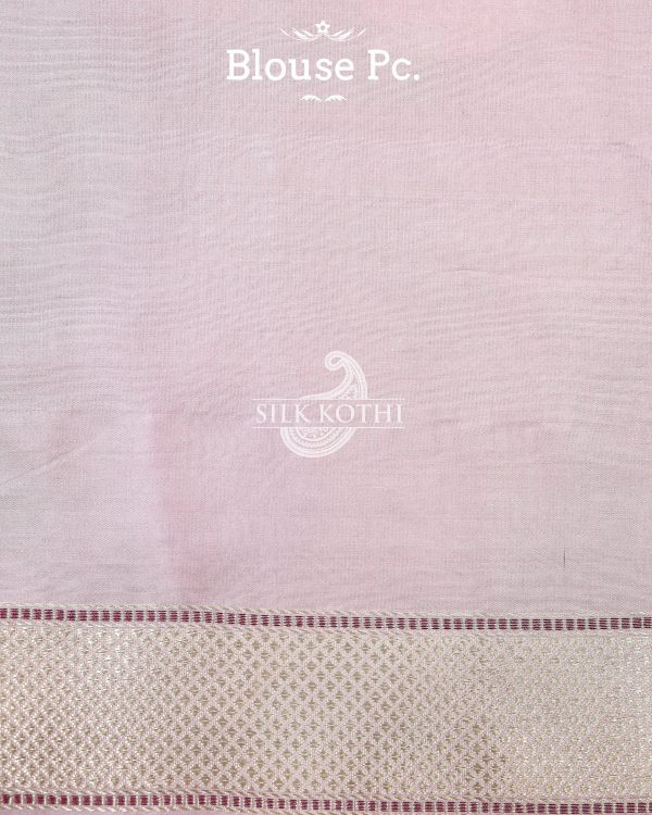 PASTEL PINK KADHWA MEENAKARI BORDER KATAN SILK BANARASI HANDLOOM SAREE For Sale