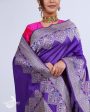 PURPLISH BLUE KADHWA MEENAKARI BORDER KATAN SILK BANARASI HANDLOOM SAREE Hot on Sale