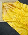 YELLOW KADHWA MEENAKARI RAW MANGO SILK BANARASI HANDLOOM SAREE Online now