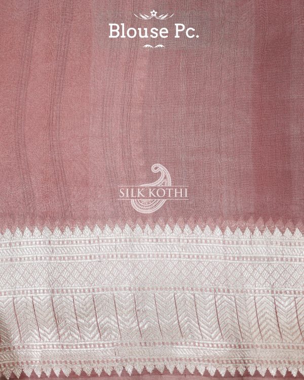 MELLOW ROSE PINK KADHWA KORA ORGANZA BANARASI HANDLOOM SAREE Online Sale