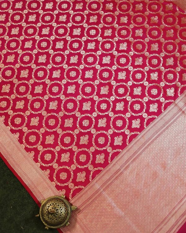 FUCHSIA PINK KATAN SILK UPPADA BANARASI HANDLOOM SAREE Sale