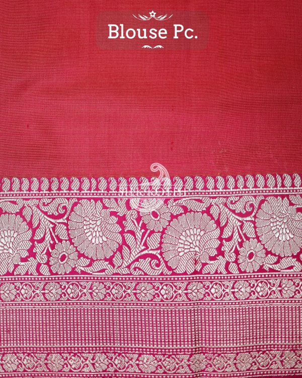 HOT PINK KADHWA TUSSAR SILK BANARASI HANDLOOM SAREE Online now