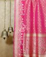 RUBY PINK MEENAKARI BORDER BROCADE KATAN SILK BANARASI HANDLOOM SAREE For Cheap