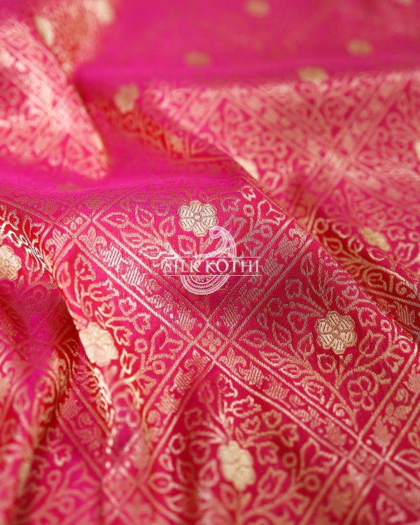 RUBY PINK MEENAKARI BORDER BROCADE KATAN SILK BANARASI HANDLOOM SAREE For Cheap