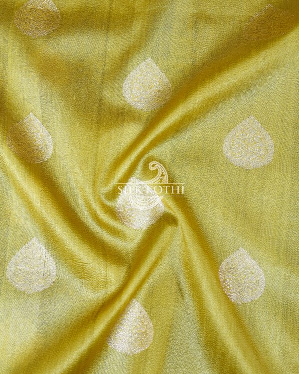 LEMON YELLOW KADHWA TUSSAR SILK BANARASI HANDLOOM SAREE Online