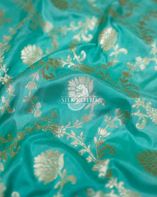 LIGHT TURQUOISE KATAN SILK UPPADA BANARASI HANDLOOM SAREE Online Hot Sale